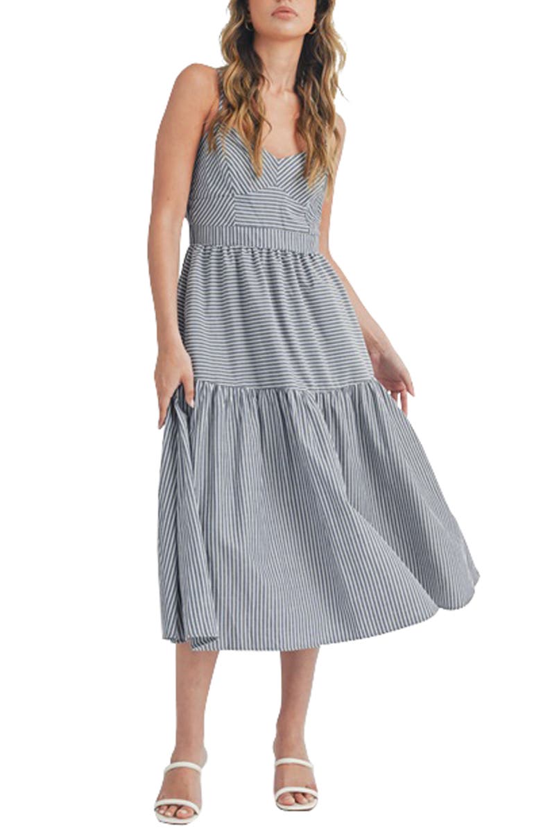 Lush Stripe Fit & Flare Dress, Main, color,