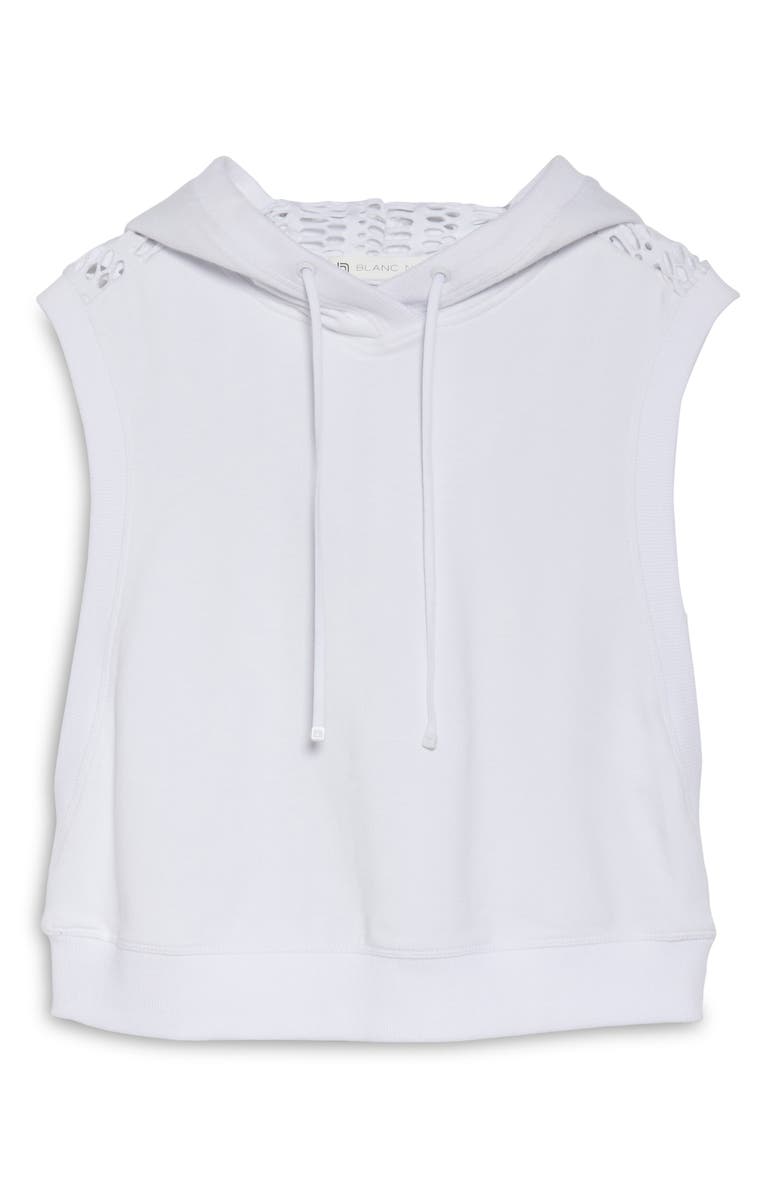 Blanc Noir Linear Mesh Sleeveless Crop Hoodie, Alternate, color, 