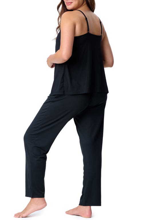 Motherhood Maternity Maternity Sleeveless Swing Nursing Cami With Foldover Waistband Pant Sleep Set In Black