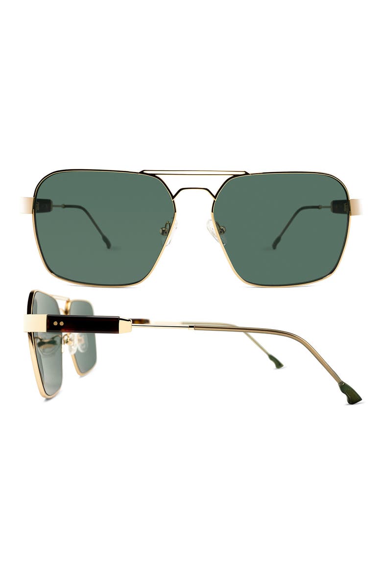 Zen 61mm Navigator Sunglasses, Main, color, GOLD/ TORTOISE/ GREEN