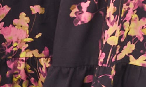 Vince Camuto Floral Print Smocked Maxi Dress In Black