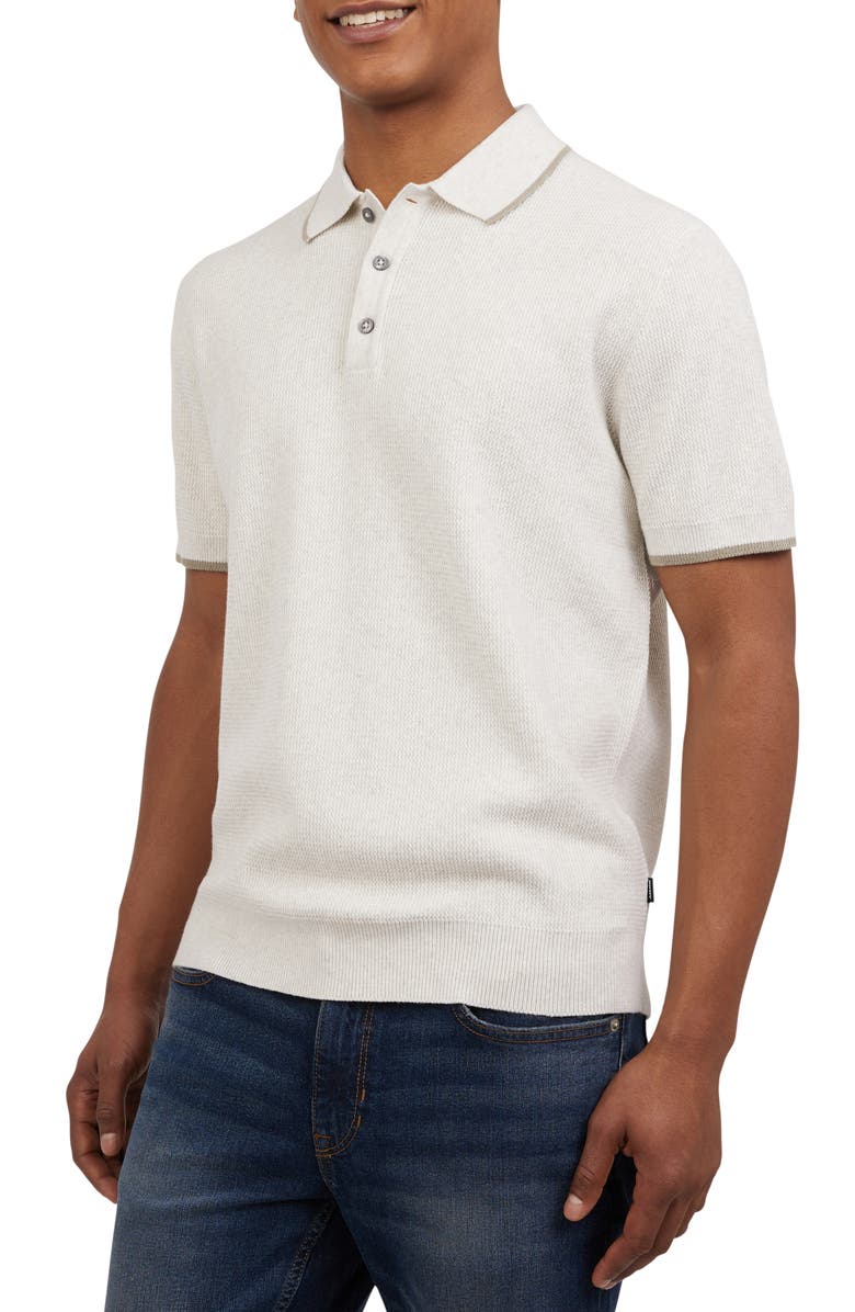 DKNY SPORTSWEAR Wave Cotton Sweater Polo, Alternate, color, Oatmeal Heather