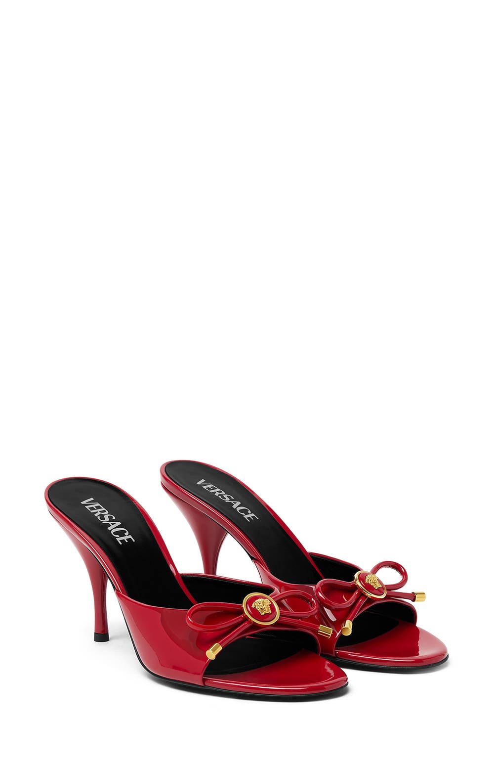 Opera Bow Slide Sandal, color, 1RB3V-LIPSTICK RED GOLD
