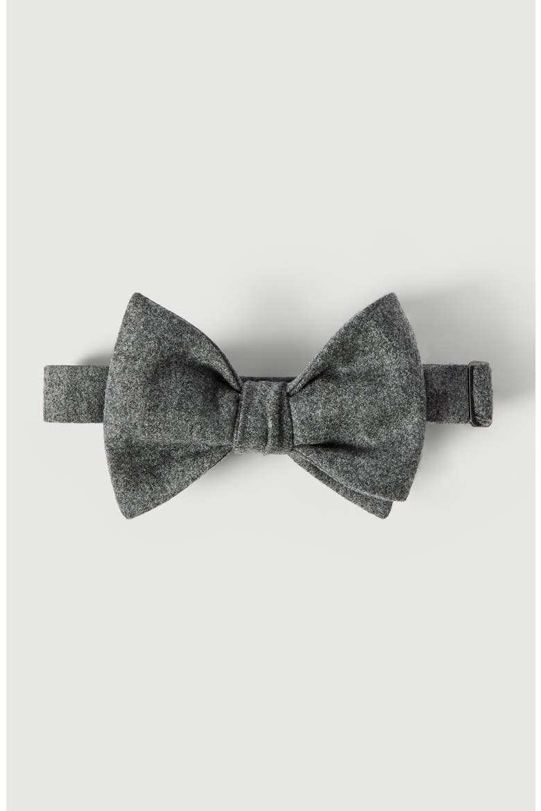 Wool, silk and cashmere lightweight flannel bow tie, Main, color, Dark Grey