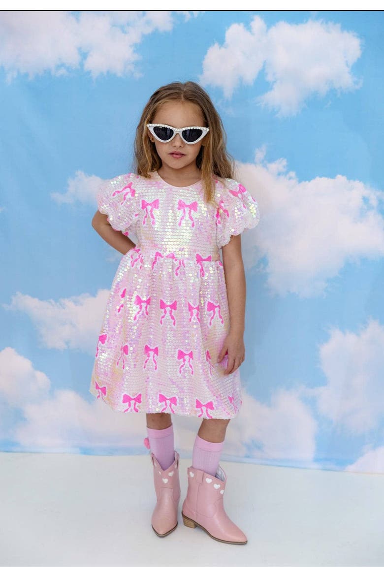 Sequin Bow Dress, Alternate, color, Pink