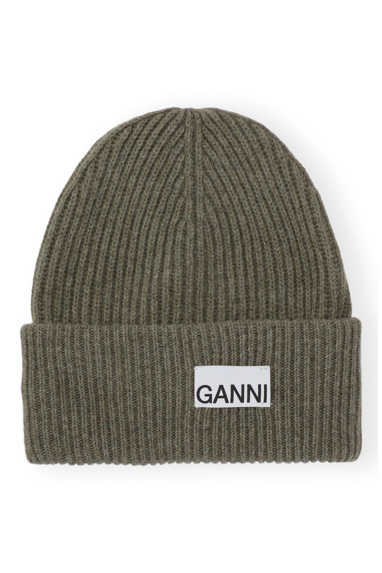 Structured Wool Blend Rib Beanie, Main, color, DUSTY OLIVE