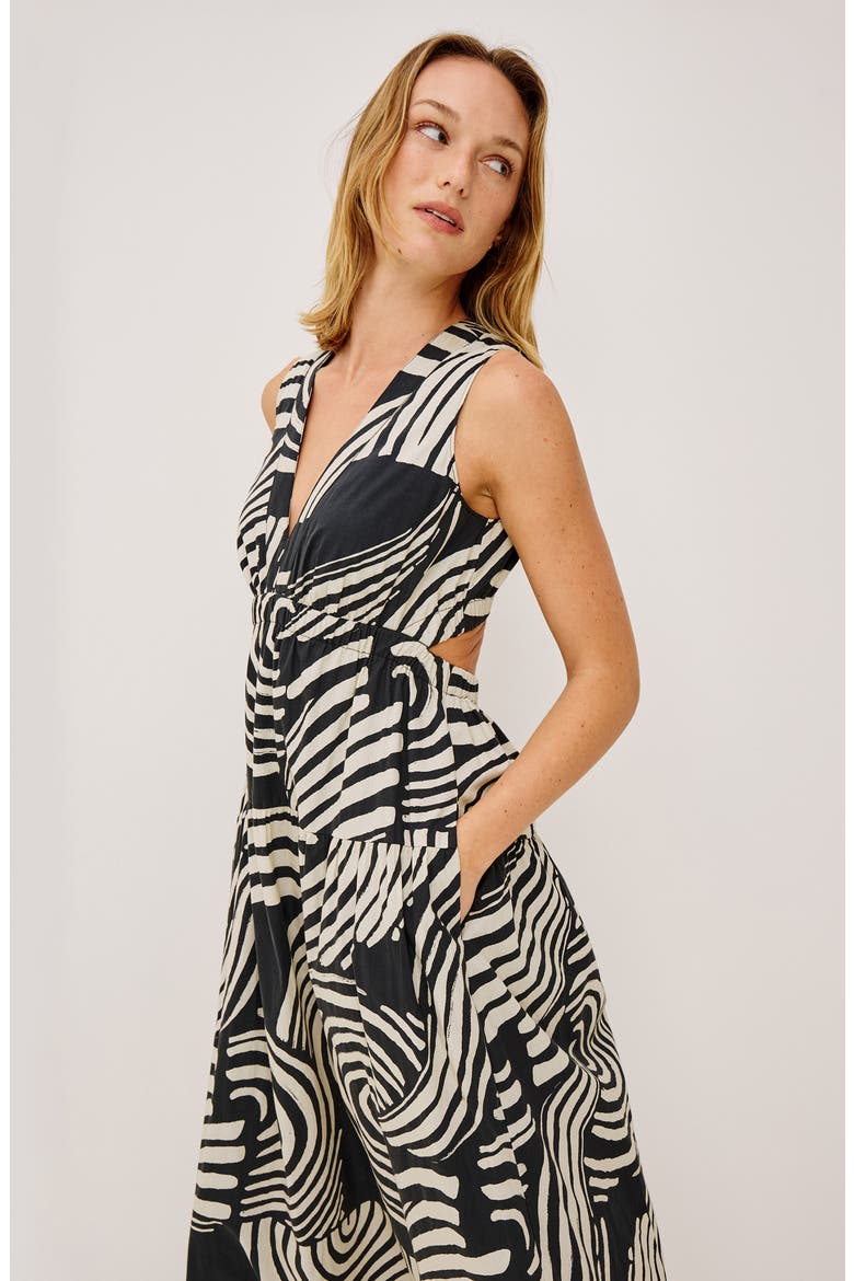 Genevieve Cutout Tiered Cotton Sundress, Alternate, color, ONYX WAVES