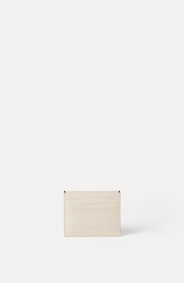 Brunello Cucinelli Calfskin card case, Alternate, color, Chalk