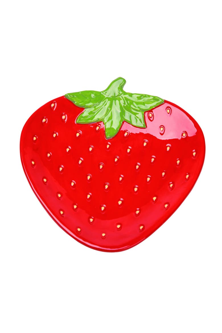 Ceramic 10 in. Red Spring Strawberry Platter, Main, color, Red