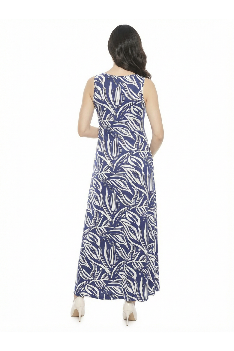Maternity Abstract Sleeveless Scoop Neck A-Line Pocket Maxi Dress, Alternate, color, Navy Multi