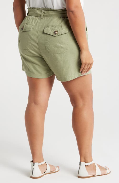 Wit & Wisdom Sky Rise Linen Blend Paperbag Shorts In Pistachio