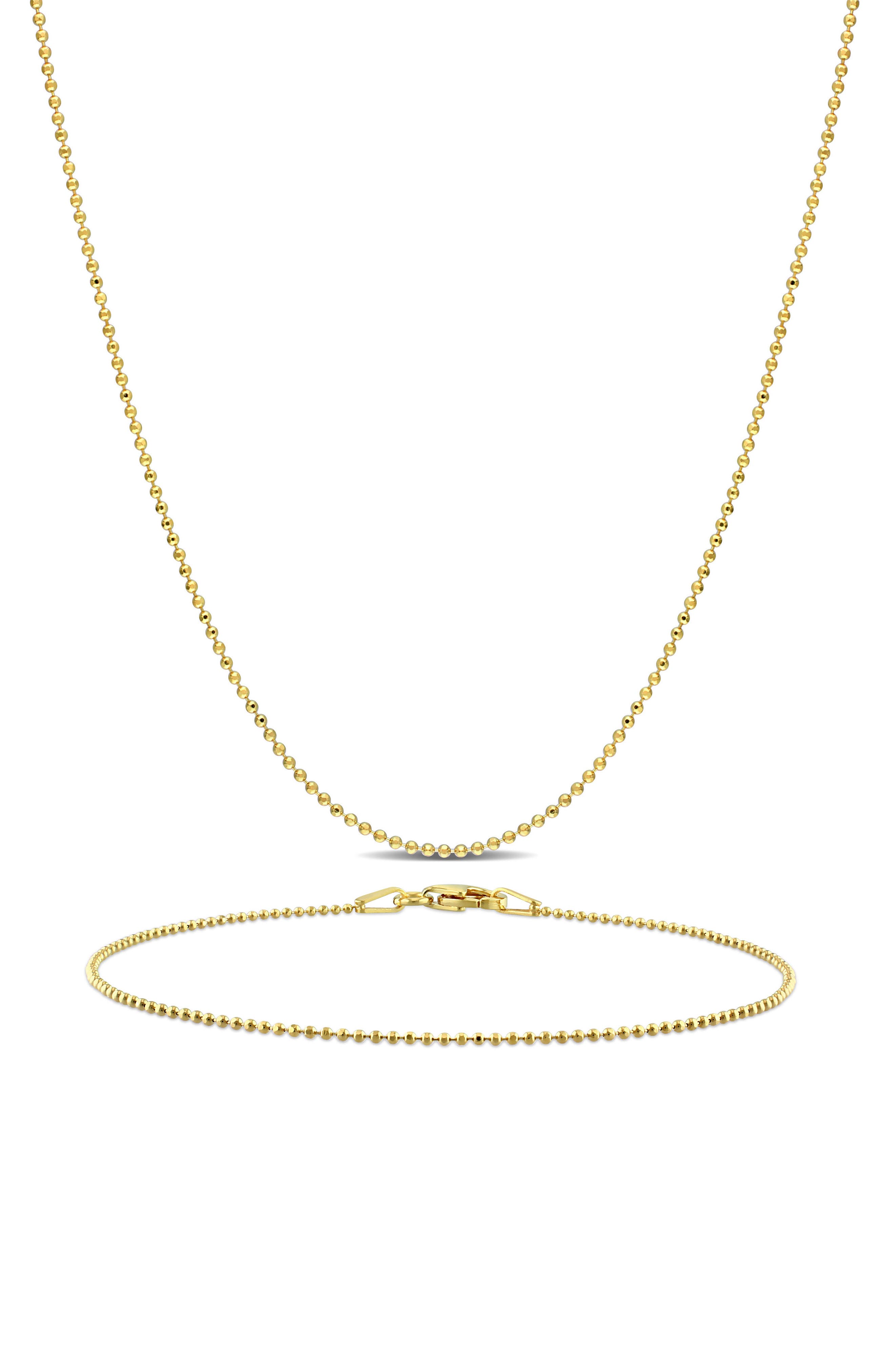 DELMAR 1mm Ball Chain Necklace & Bracelet Set