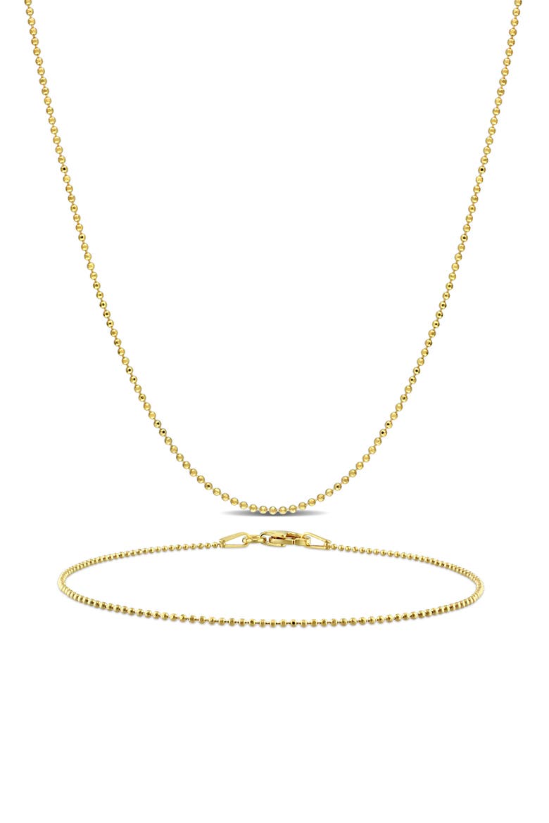1mm Ball Chain Necklace & Bracelet Set, Main, color, YELLOW GOLD
