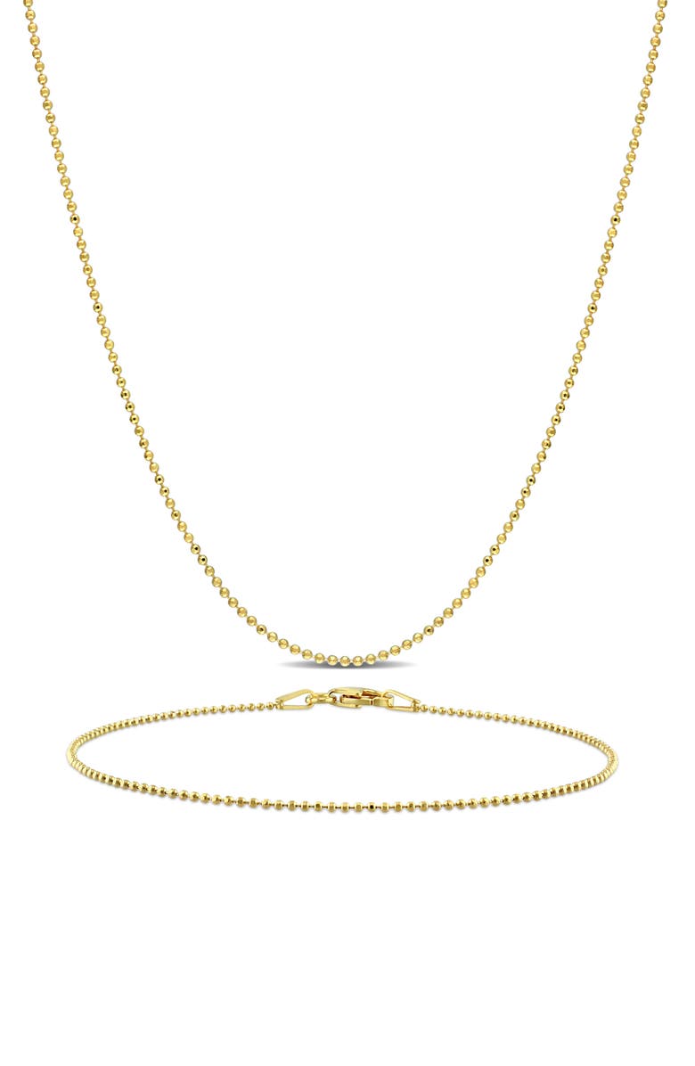 DELMAR 1mm Ball Chain Necklace & Bracelet Set, Main, color, 