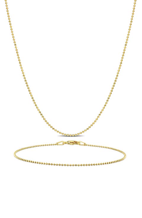1mm Ball Chain Necklace & Bracelet Set