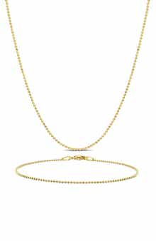 DELMAR 1mm Ball Chain Necklace & Bracelet Set