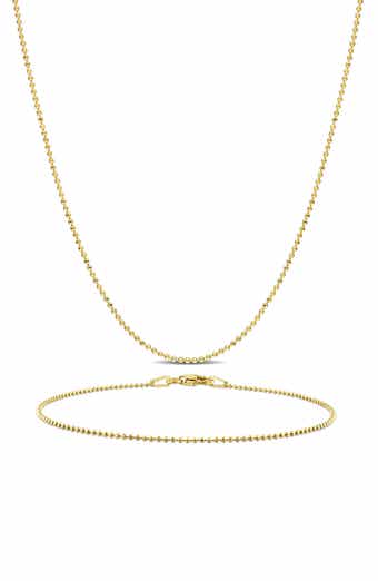 DELMAR 1mm Ball Chain Necklace & Bracelet Set