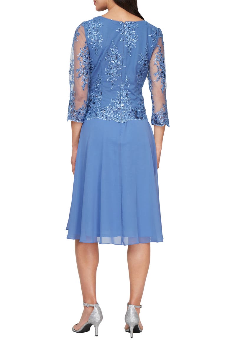 Floral Embroidered Mock Two-Piece Dress, Alternate, color, CORNFLOWER