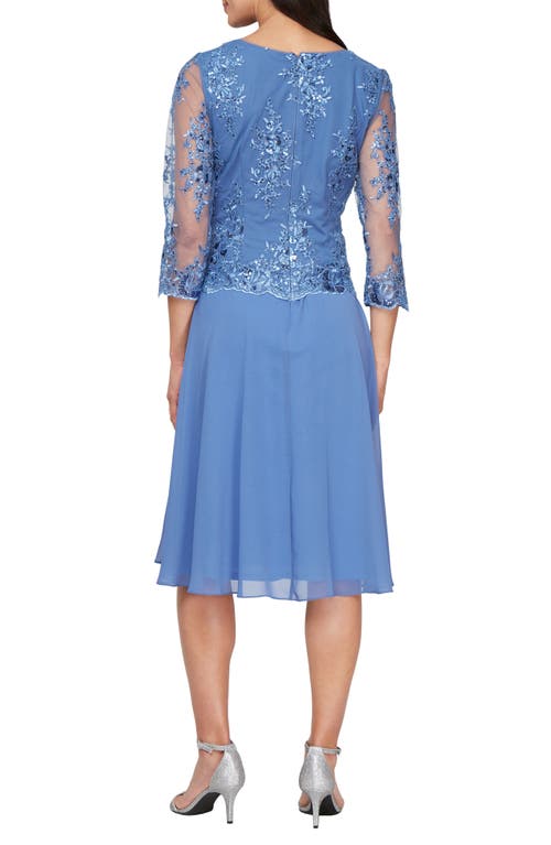 ALEX EVENINGS ALEX EVENINGS FLORAL EMBROIDERED MOCK TWO-PIECE DRESS