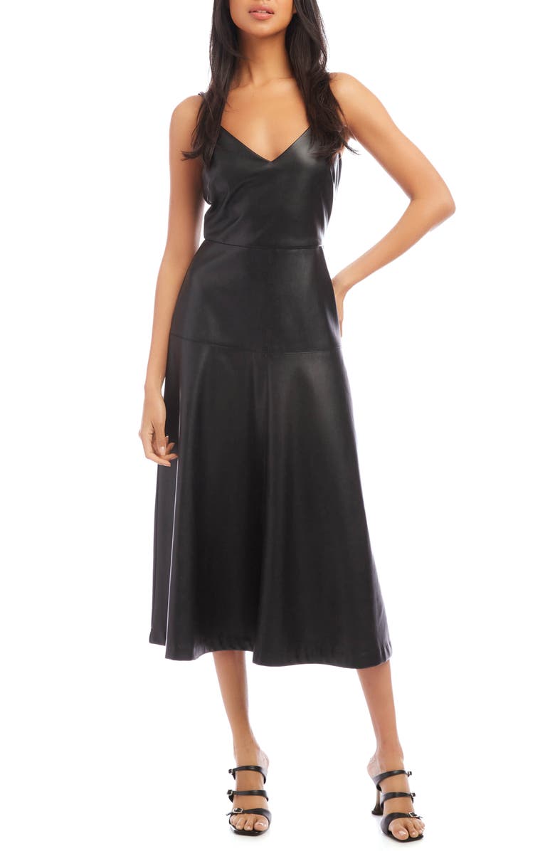 FIFTEEN TWENTY Faux Leather Midi Dress, Main, color, 