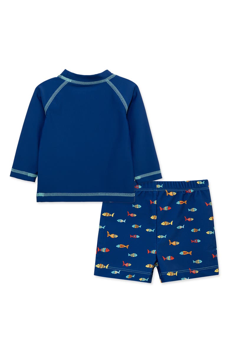 Little Me Fish UPF 50+ Rashguard Top & Bottoms Set, Alternate, color, Blue