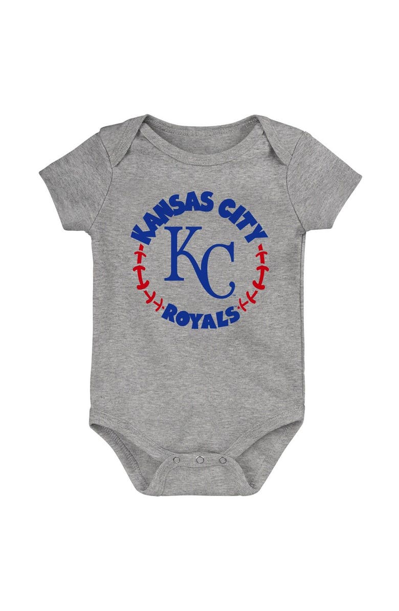 Outerstuff Newborn & Infant Light Blue/White/Heather Gray Kansas City Royals Biggest Little Fan 3-Pack Bodysuit Set, Alternate, color, Light Blue