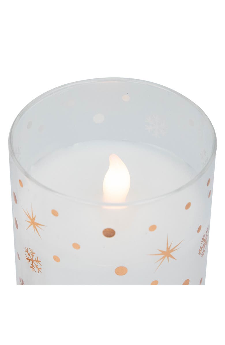 Northlight LED Flameless Flickering Woodland Glass Pillar Christmas Candles - 6" - Set of 3, Alternate, color, White