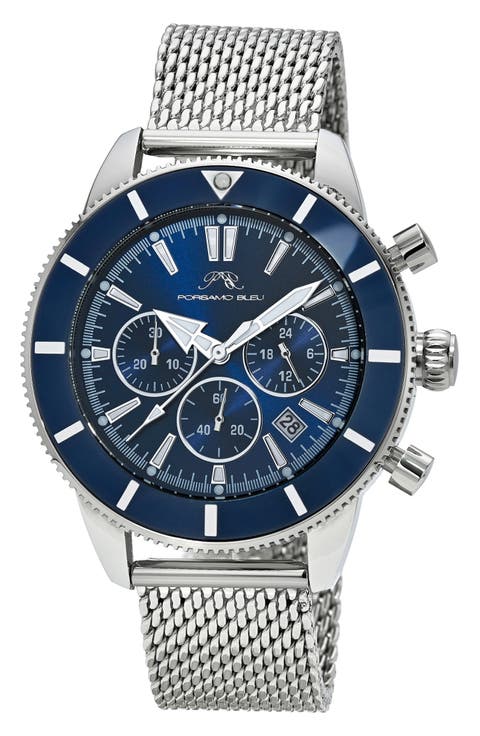 Brandon Chronograph Mesh Strap Watch, 44mm