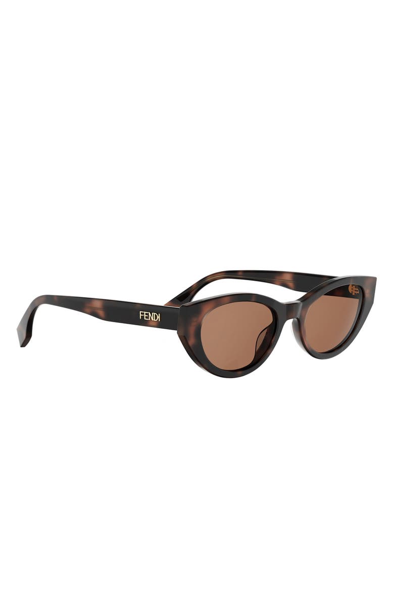 Fendi Lettering 51mm Cat Eye Sunglasses, Alternate, color, Havana / Other / Brown