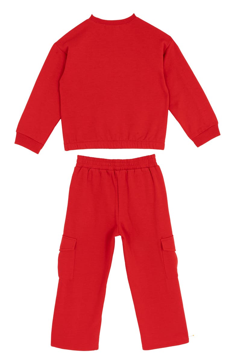 Rare Editions Kids' Fearless Sweatshirt & Cargo Pants Set, Alternate, color, Red