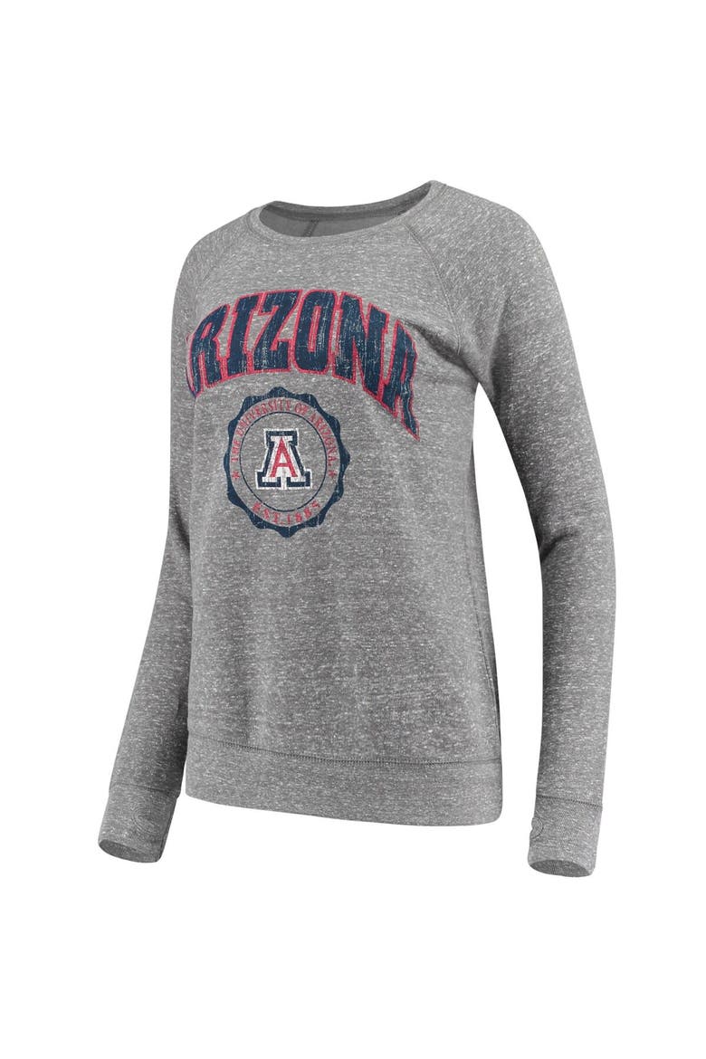 Women's Pressbox Heathered Gray Arizona Wildcats Edith Vintage Knobi Pullover Sweatshirt, Alternate, color, Heather Gray