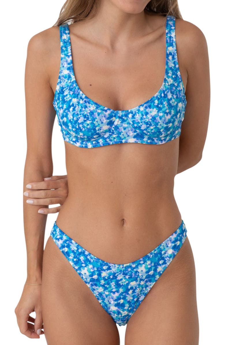 Bright Swimwear Capri Bottom, Main, color, Aqua Floral