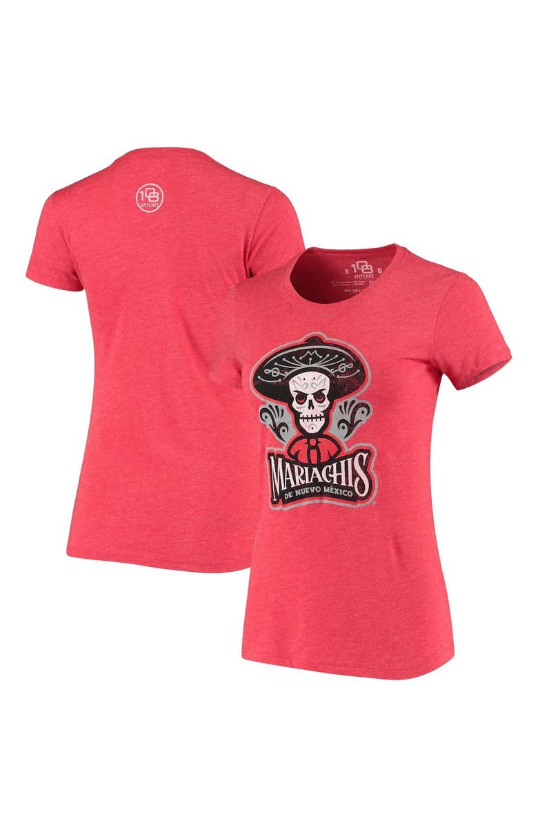 108 STITCHES Women's Red Mariachis de Nuevo México Copa de la Diversion Script Tri-Blend Scoop Neck T-Shirt, Alternate, color, Red