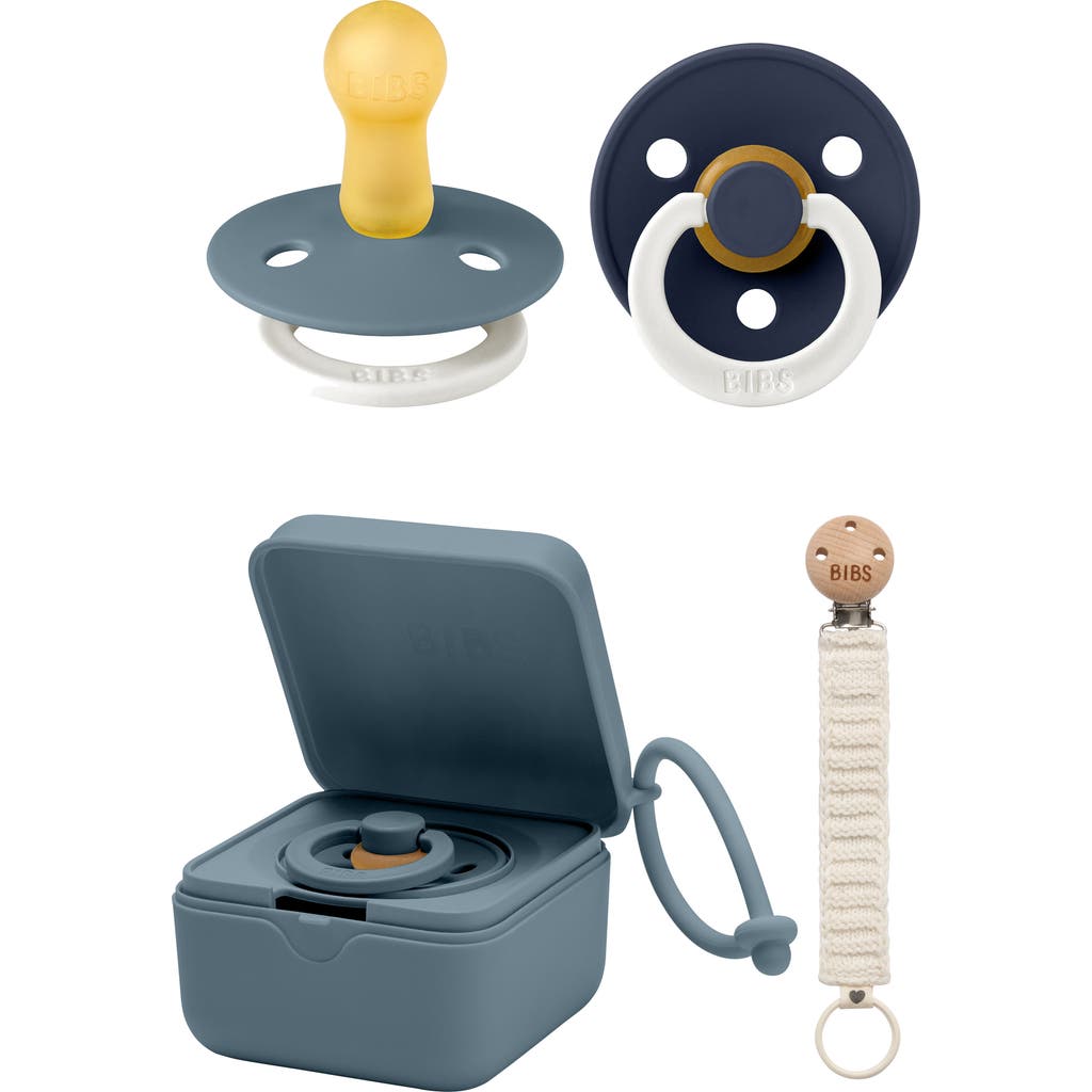 BIBS Pacifer, Pacifier Box & Pacifier Clip Set in Petrol/Ivory at Nordstrom