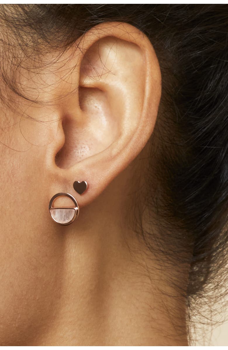 Oradina 14K Rose Gold Petite Heart Studs, Alternate, color, Rose Gold