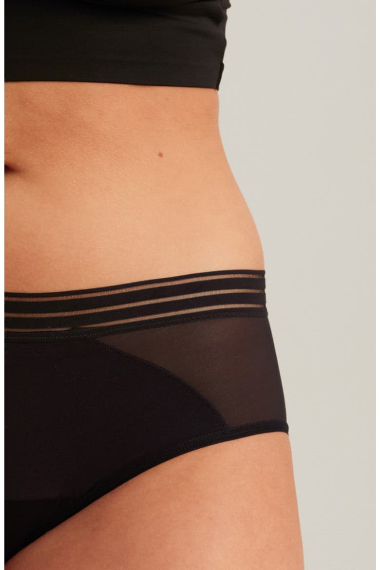 Period & Leakproof Regular Absorbency Mesh Hipster Briefs, Alternate, color, VOLCANIC BLACK