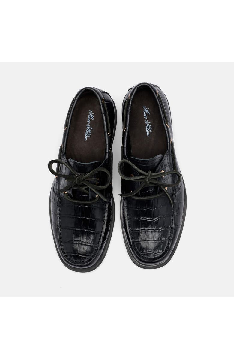 MARC NOLAN Ms. Capri Black Croc Leather Boat Shoes, Alternate, color, Black
