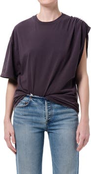 AGOLDE Roma Ruched Sleeve Organic Cotton T-Shirt