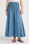 Madewell Smocked Denim Maxi Skirt