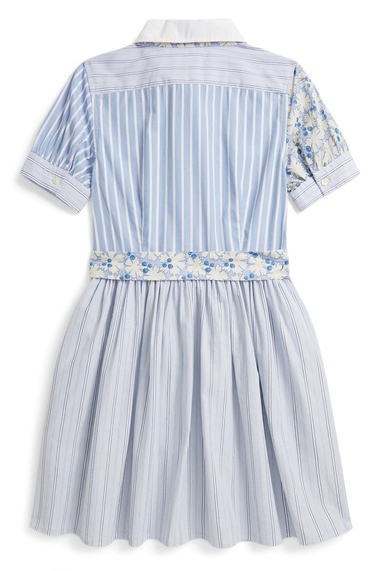 Kids' Mixed Print Cotton Shirtdress, Alternate, color, BLUE MULTI