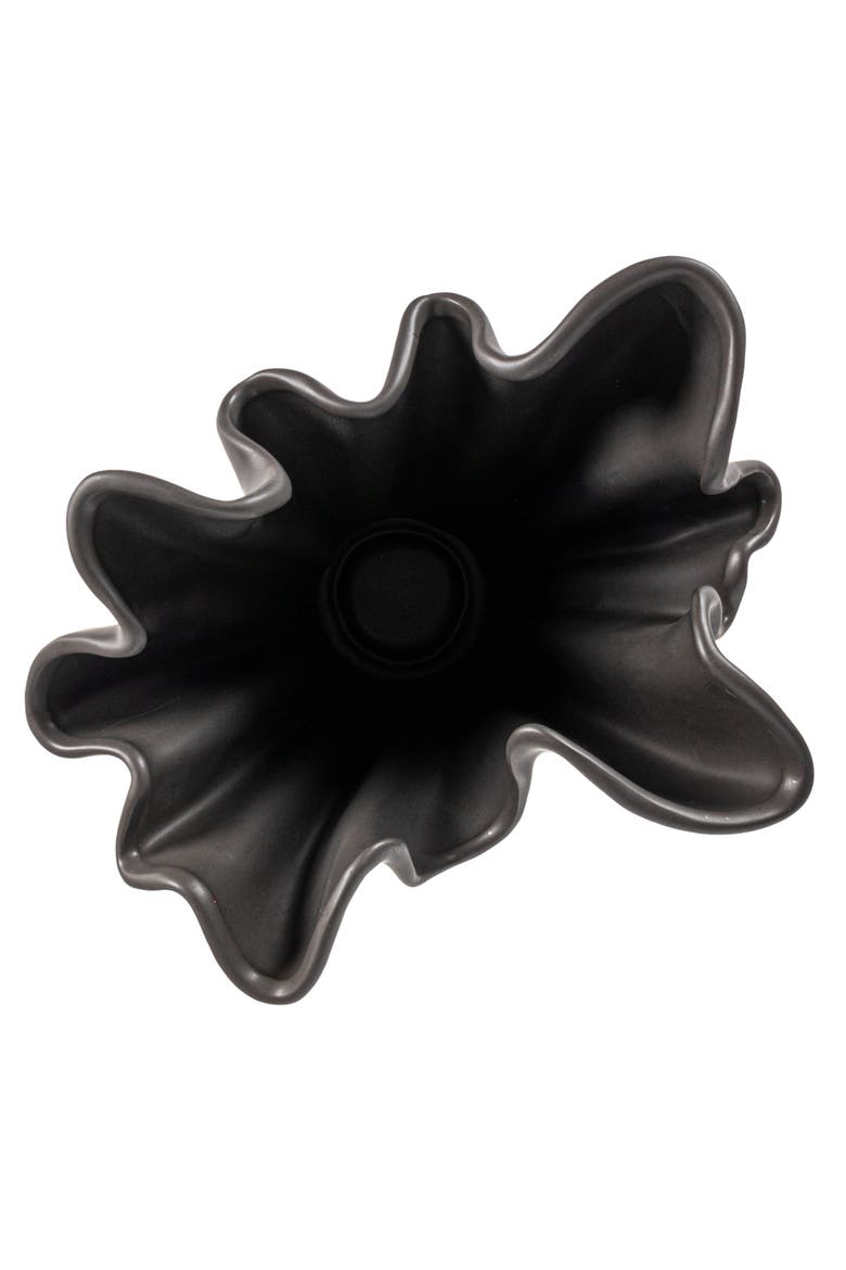 Stoneware Ruffled Vase, Alternate, color, Black