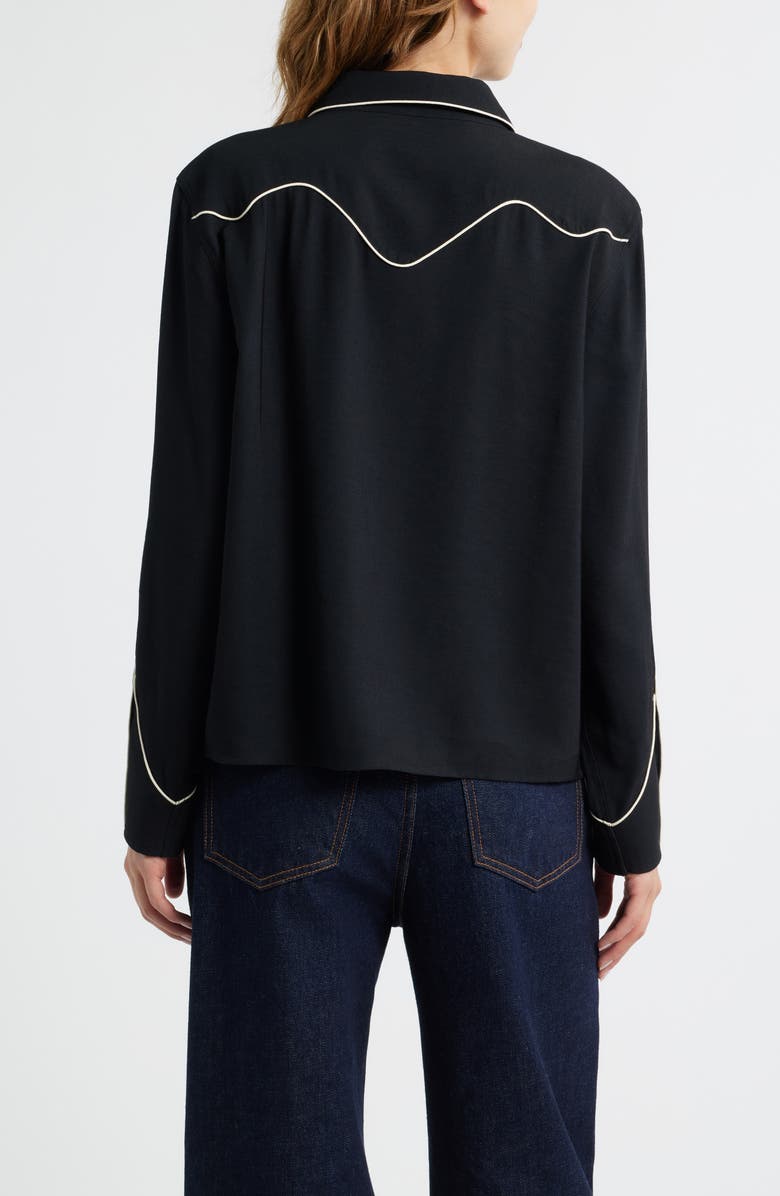 THE GREAT. The Western Shirt, Alternate, color, Black W/ Cream