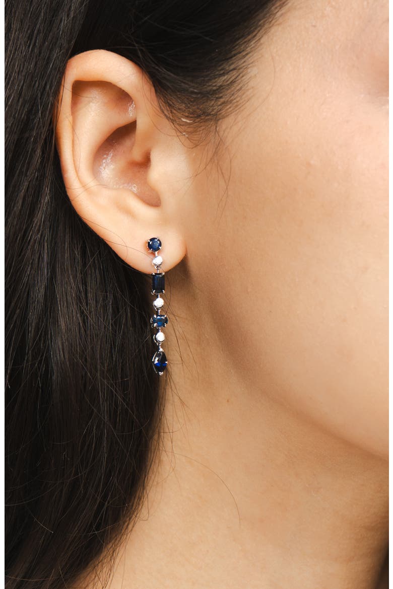 Floating Sapphire & Diamond Linear Earrings, Alternate, color, WHITE GOLD