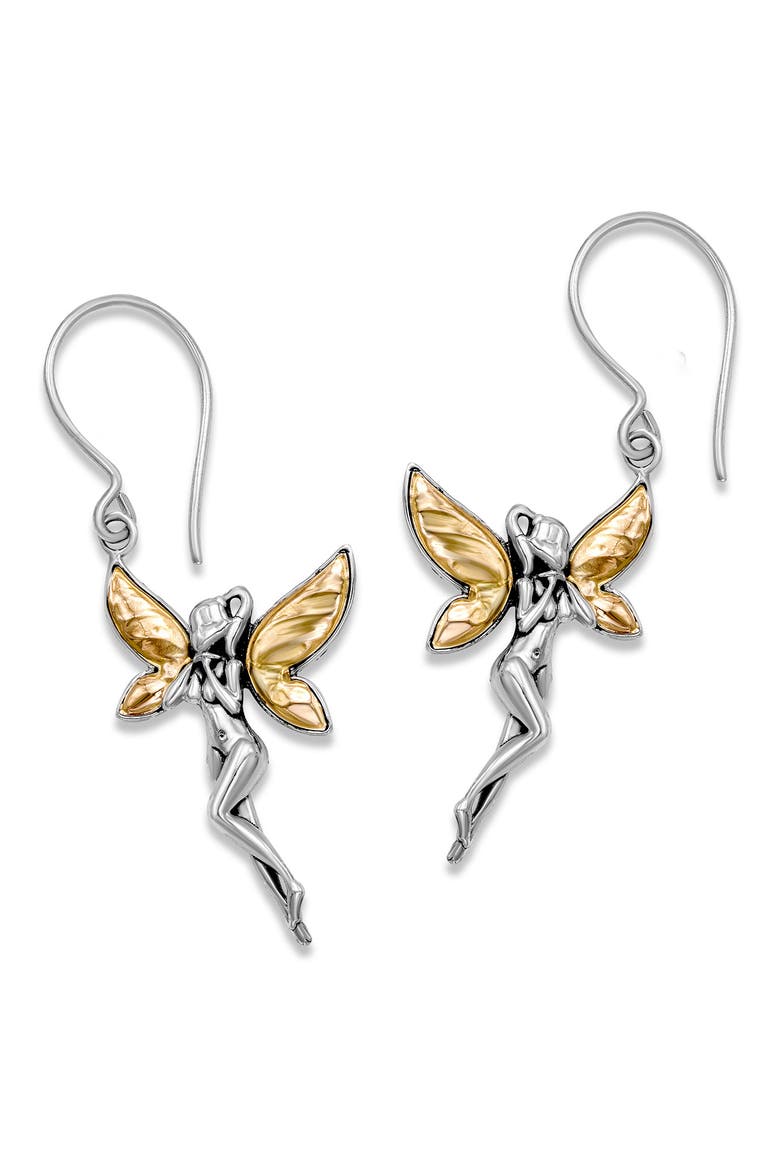 18K Gold & Sterling Silver Fairie Drop Earrings, Main, color, SILVER AND GOLD