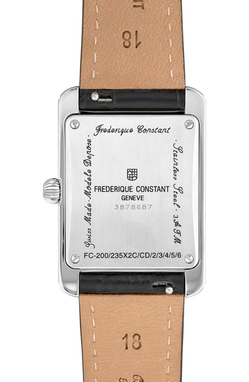 Frederique Constant Classic Carrèe Diamond Leather Strap Watch, 28mm X 25mm In Black