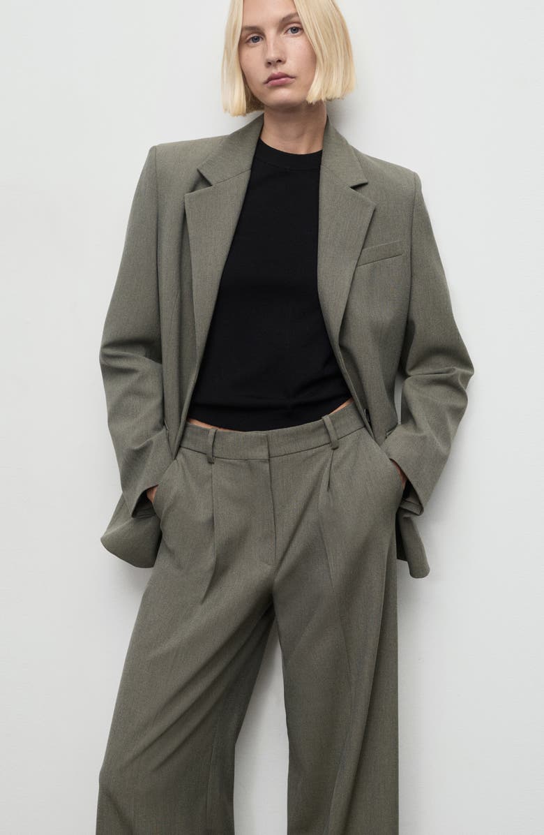 MANGO Pleated Straight Fit Pants, Alternate, color, Pastel Green