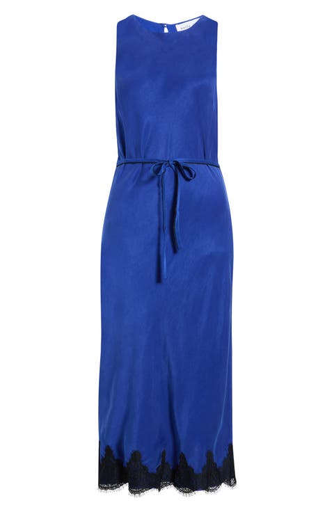 Lace Trim Bias Midi Dress