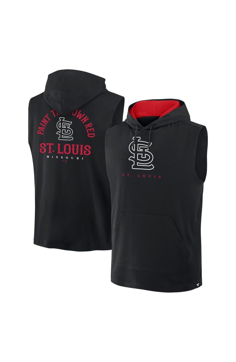 FANATICS Men's Fanatics Black St. Louis Cardinals Fire Speed Sleeveless Pullover Hoodie, Main, color, Black