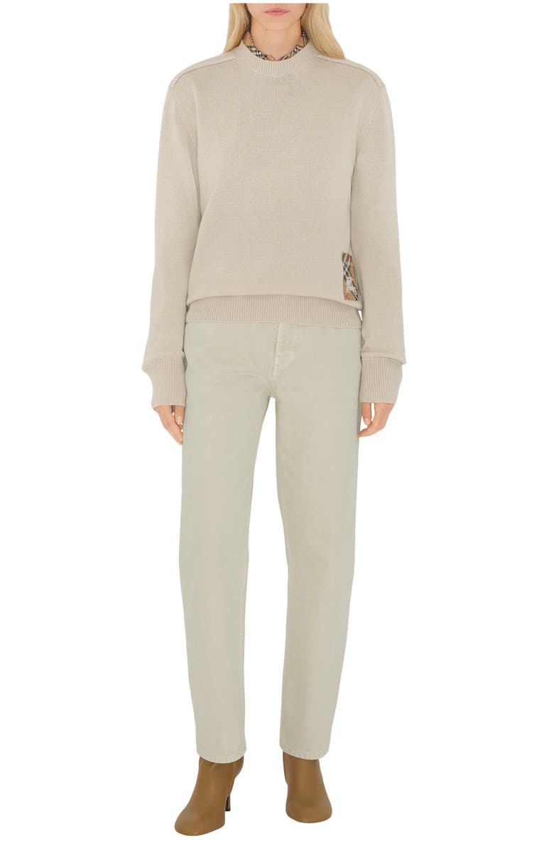 Burberry Check Label Wool Sweater, Main, color, Nutmeg Beige