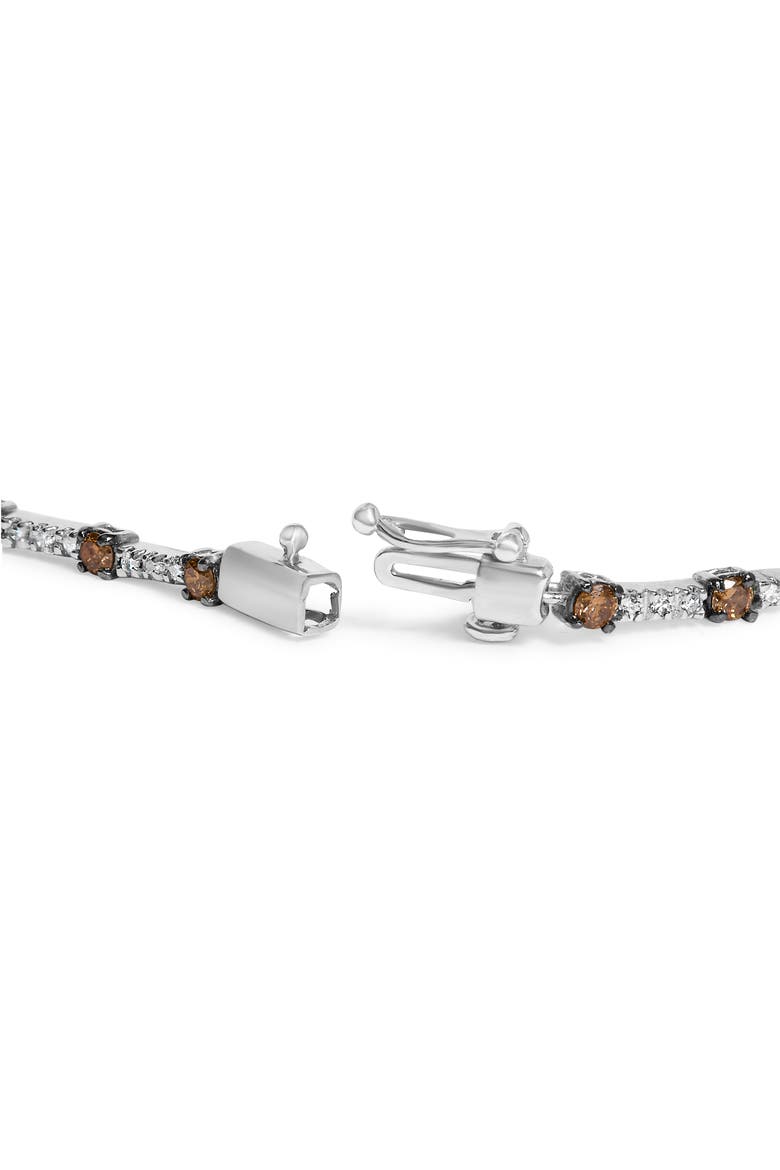 14k White Gold 2 1/4 Cttw Champagne Diamond Bar Link 7" Bracelet, Alternate, color, White